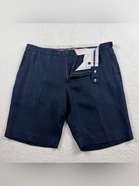 VTG Polo Ralph Lauren 100% Linen Chino shorts men’s Sz 38 navy blue heavyweight
